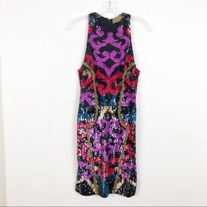 Nicole Miller Neck Paisley Sequin Dress 6